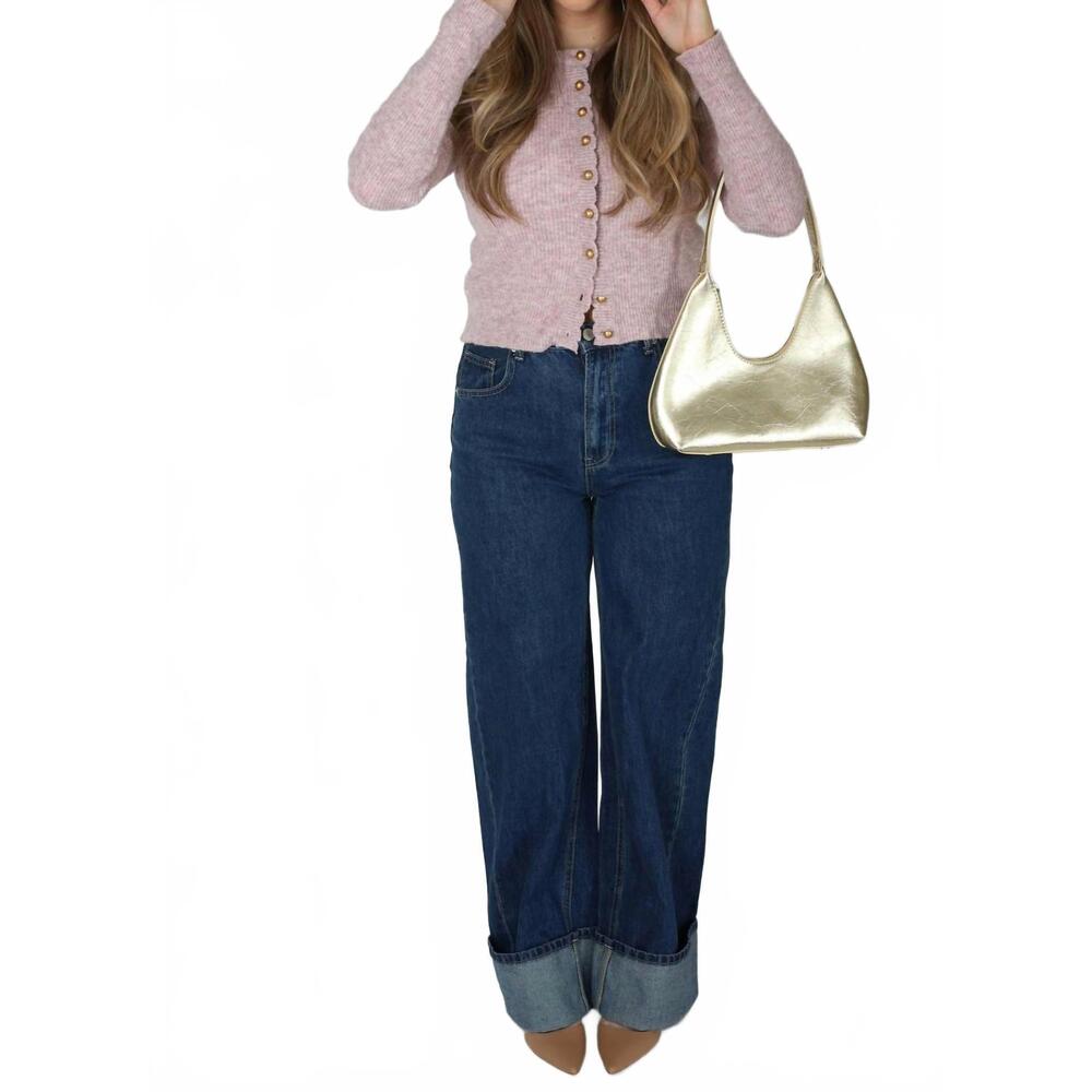 NEW CAMELLIA lila scalloped sweater in lavender